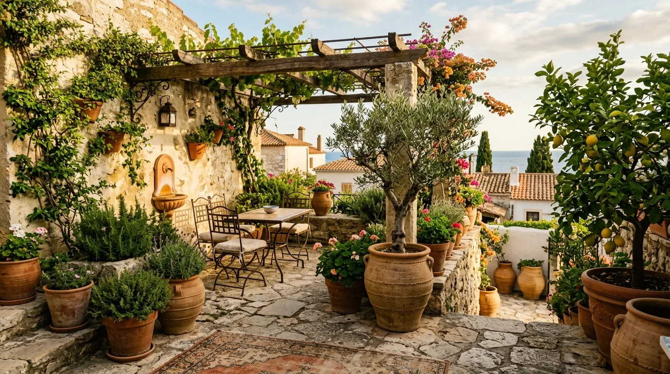 Stone Patio With Soft Planting